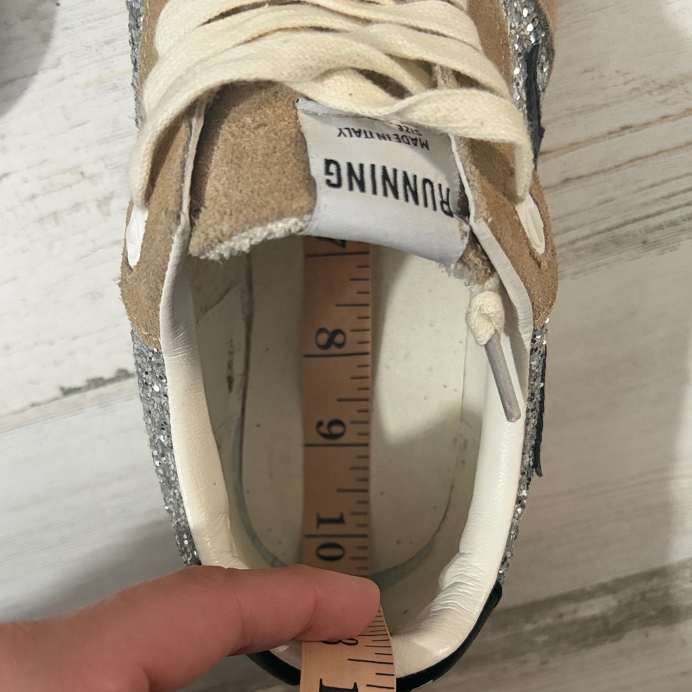 Golden Goose Tan and Silver Glitter Sneakers - Picture 16 of 16